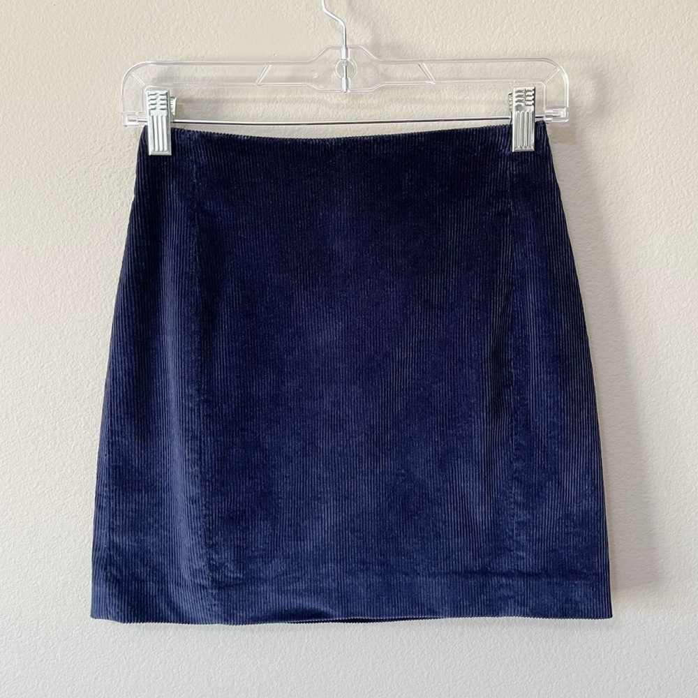 Aritzia Sunday Best Navy Blue Corduroy Mini Skirt Size 00 Preppy Academia